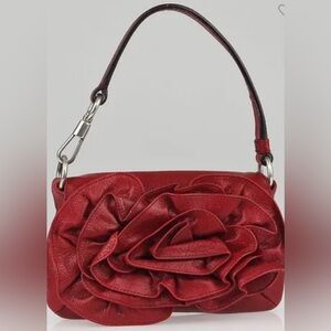 Gorgeous rare Yves Saint Laurent Nadia Rose Pochette deep maroon
